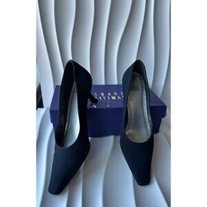 Stuart Weitzman Navy Peau de Soie Kitten Heel Pumps Size 8M